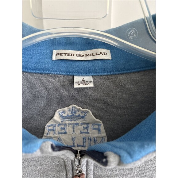 PETER MILLAR Pullover No Golf Course Logo Embroidered Men Gray 1/4 Zip Sz L - Picture 3 of 7